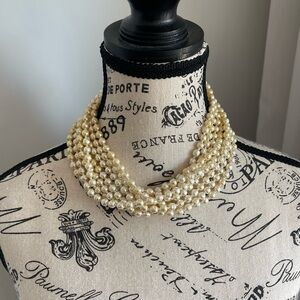 Miriam Haskell Elegant Cream Multi Strand Niki Pearl Necklace